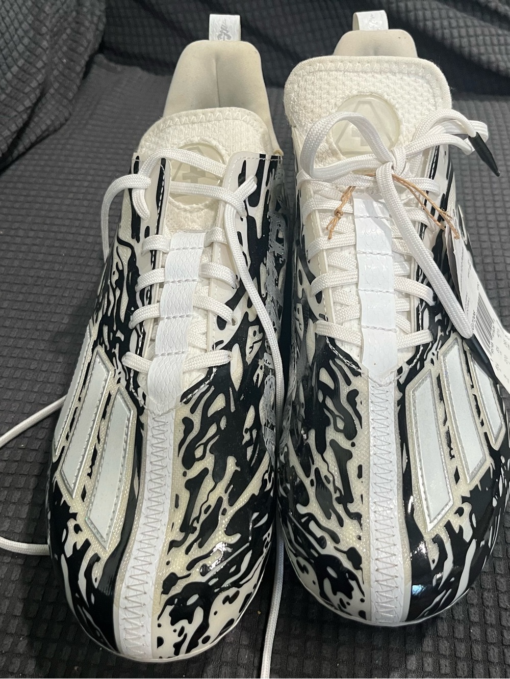 adidas White and Black Adizero 12.0 Football Cleats